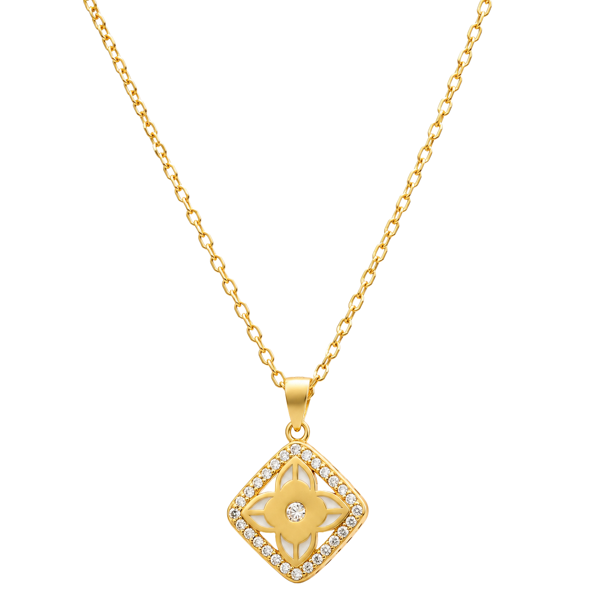 Square Floral Chain Pendant