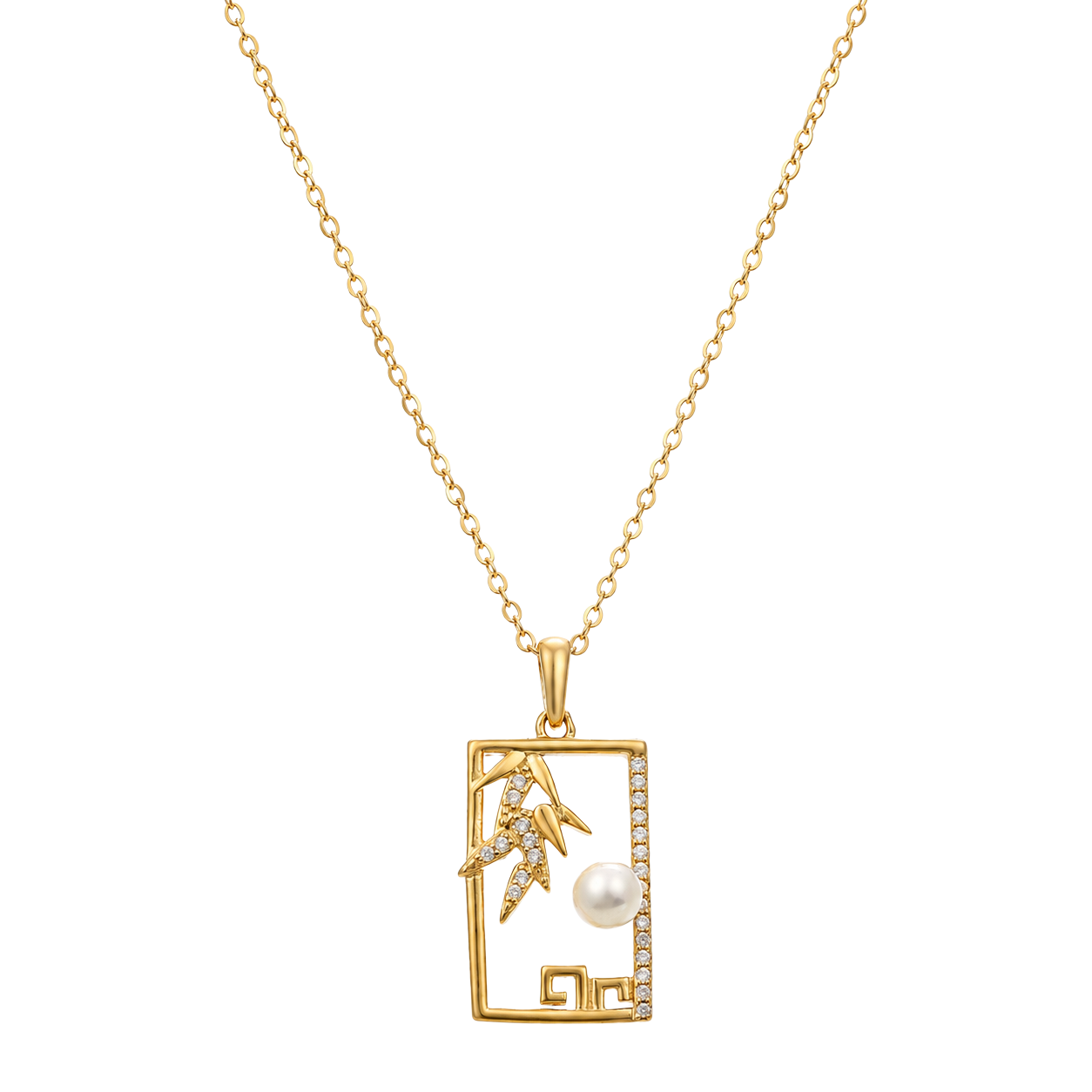 Pearl Zen Rectangle Necklace