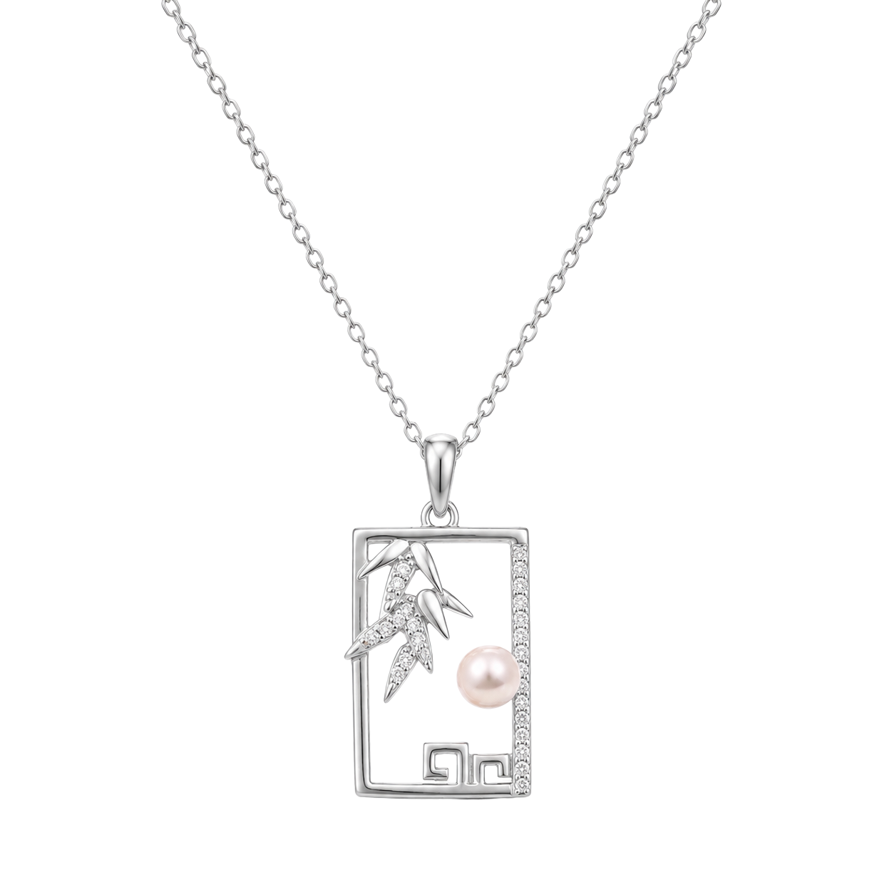 Pearl Zen Rectangle Necklace