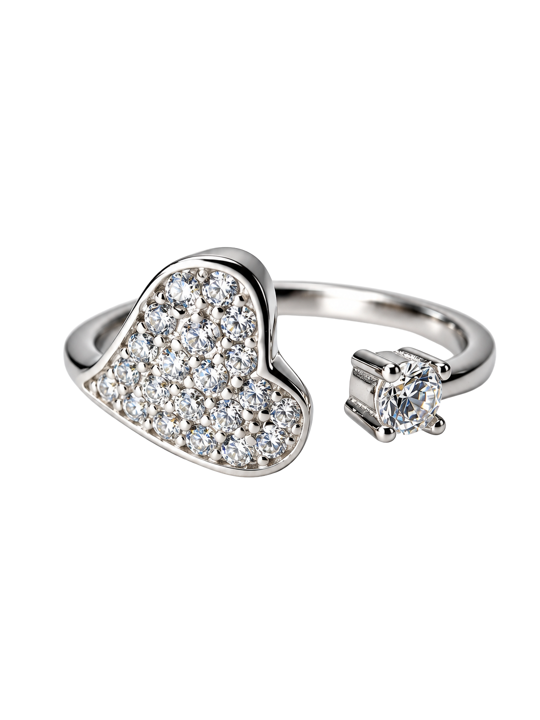 Amoura Luxe – Pavé Heart Open Ring
