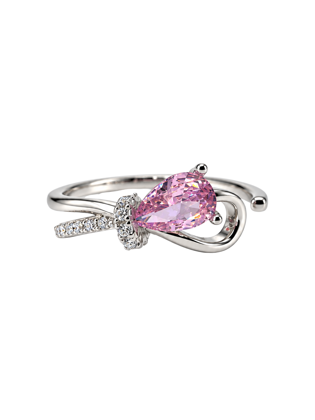 Blush Pink Pear-Cut Crystal Crossover Ring
