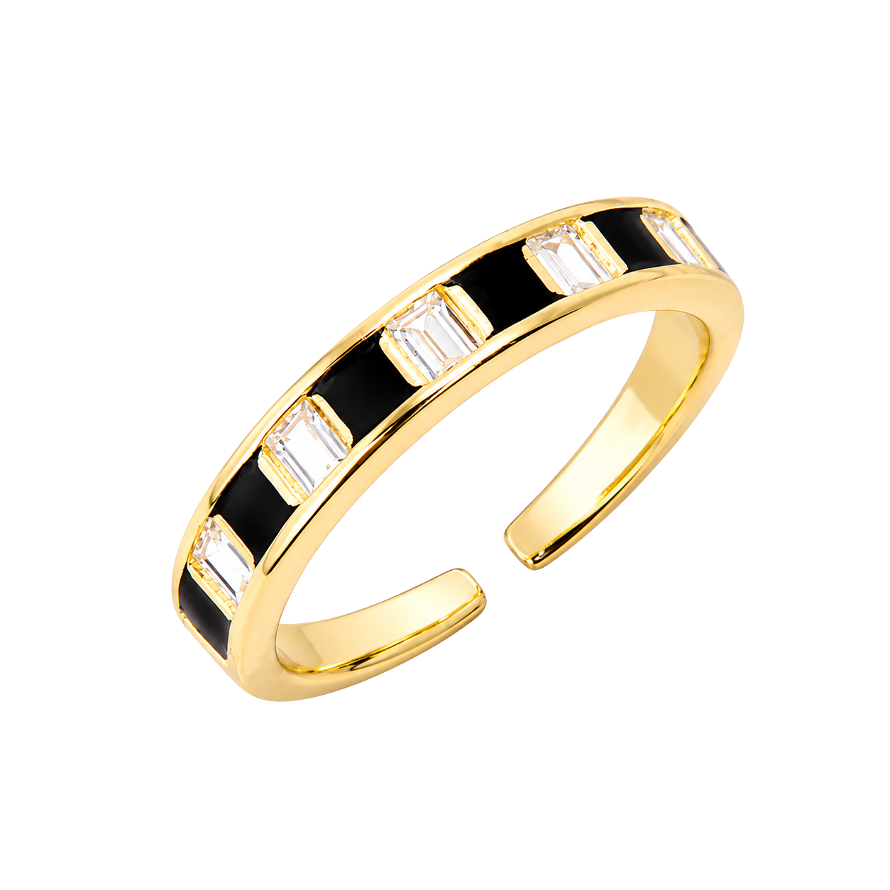 Bold Black Enamel Modern Band Ring