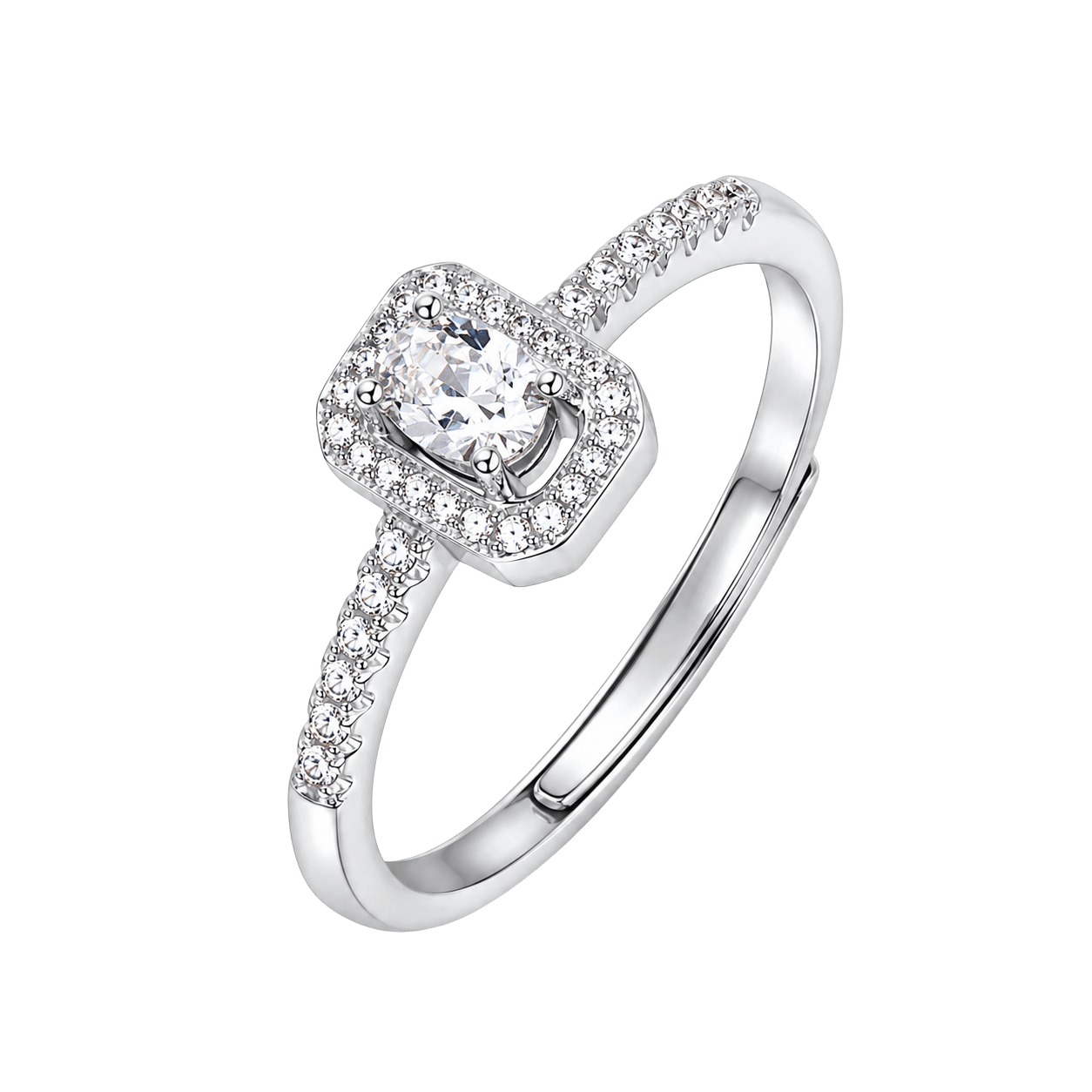 Brilliant Pear-Cut Promise Silver Adjustable Ring