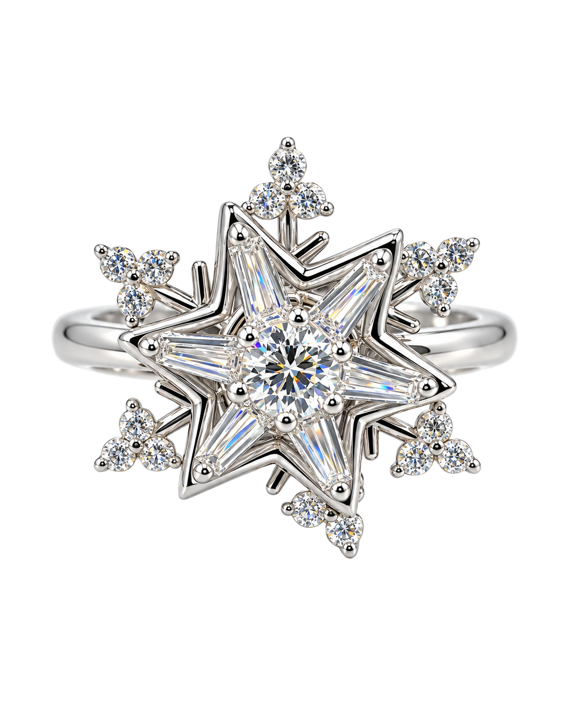 Celestial Starburst Halo CZ Statement Ring
