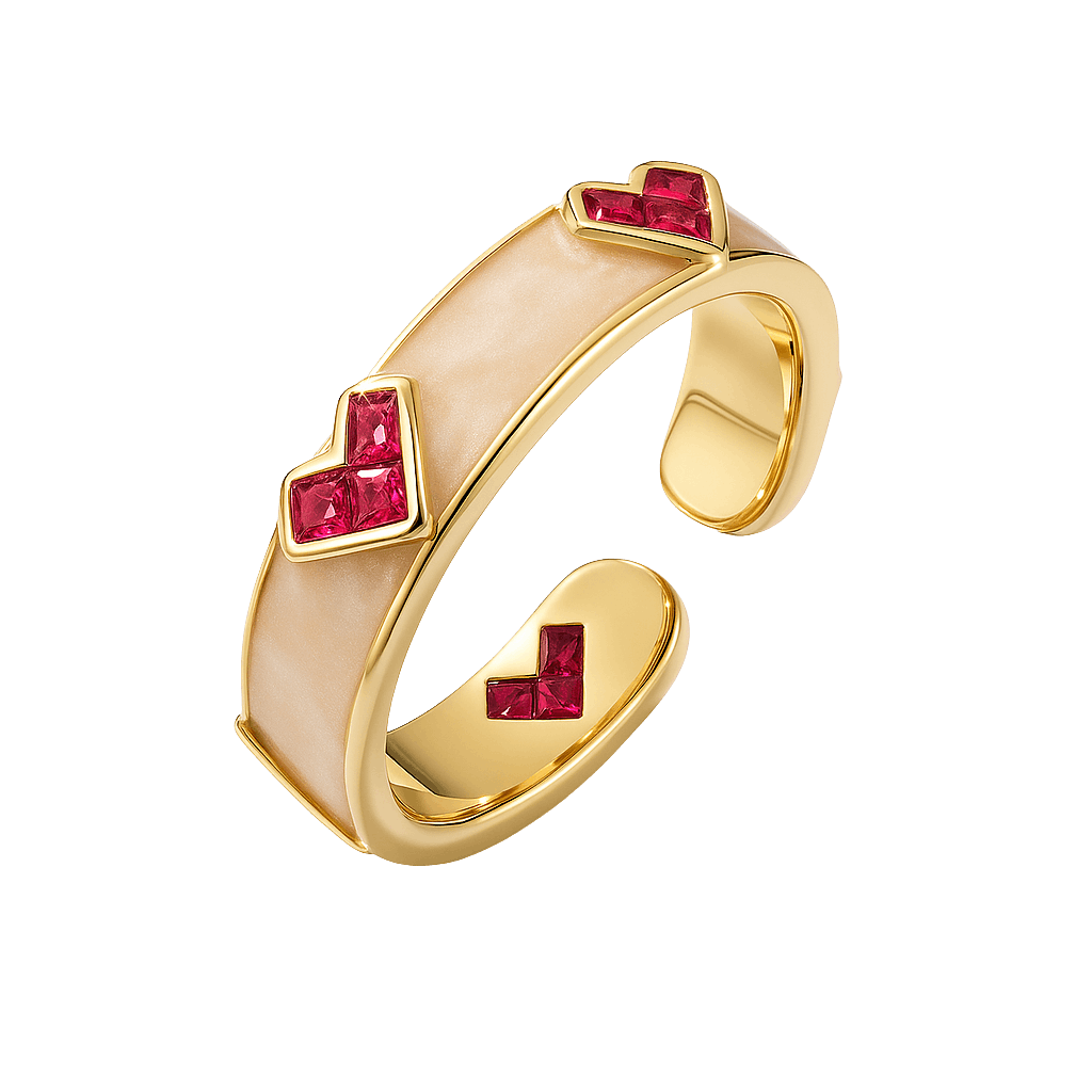 Crimson Red Heart Dainty Band Ring