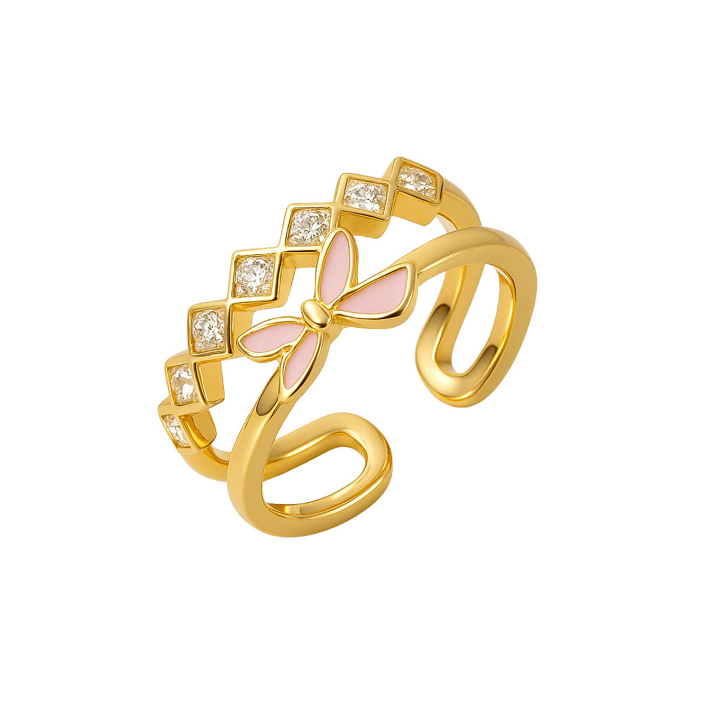Enchanted Pink Butterfly Sparkle Ring