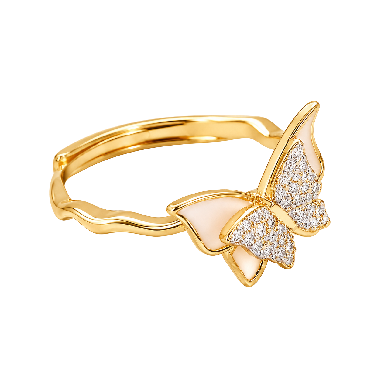 Fluttering Wings Diamond-Cut Ring