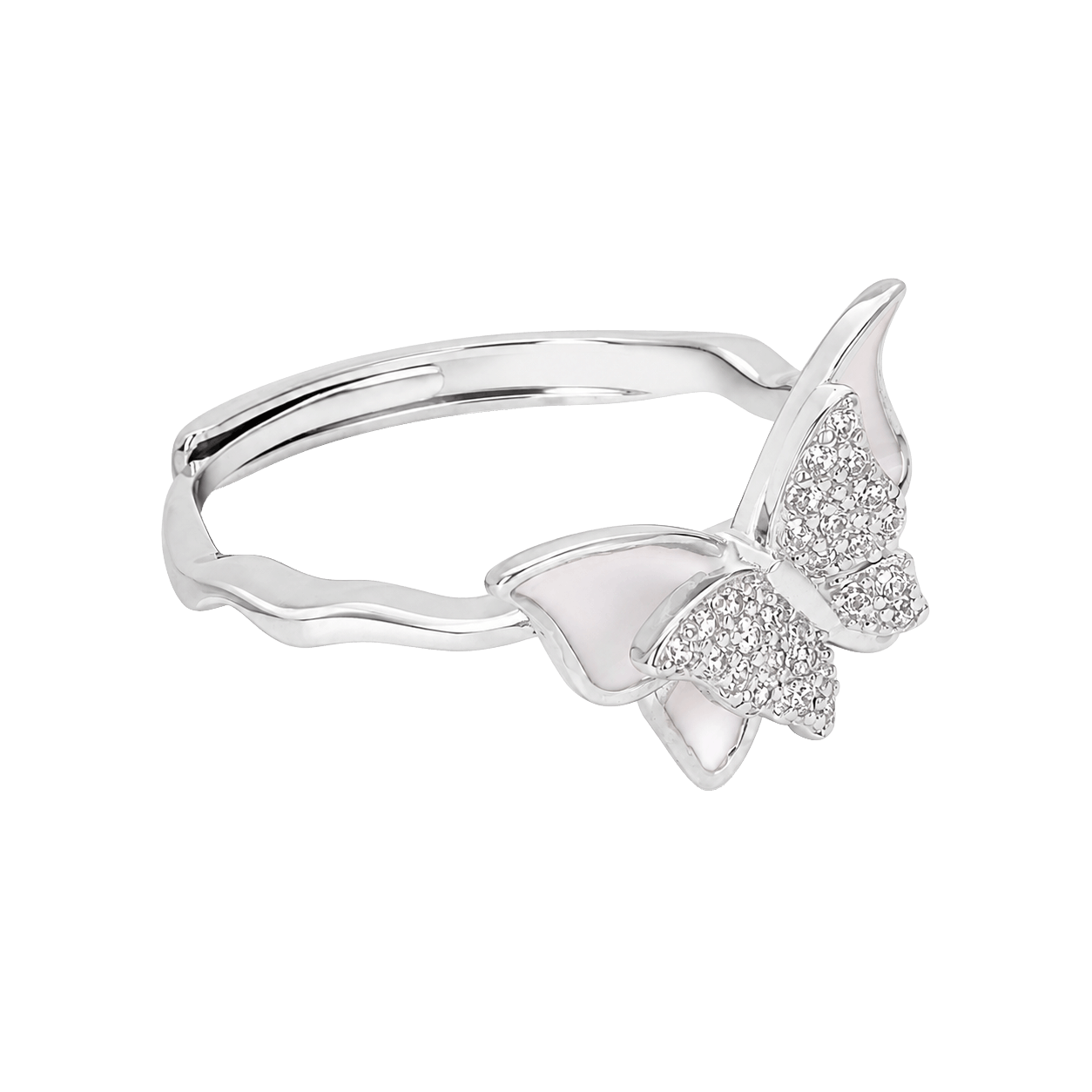 Fluttering Wings Diamond-Cut Ring