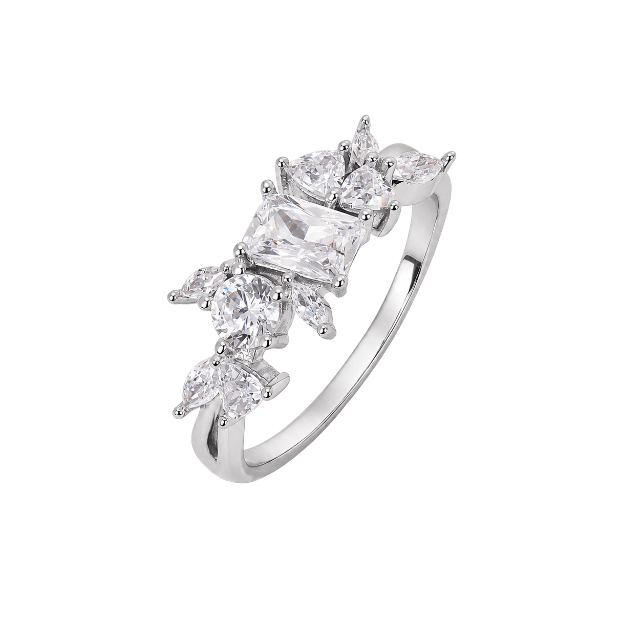 Glistening Multi Crystals Band Ring