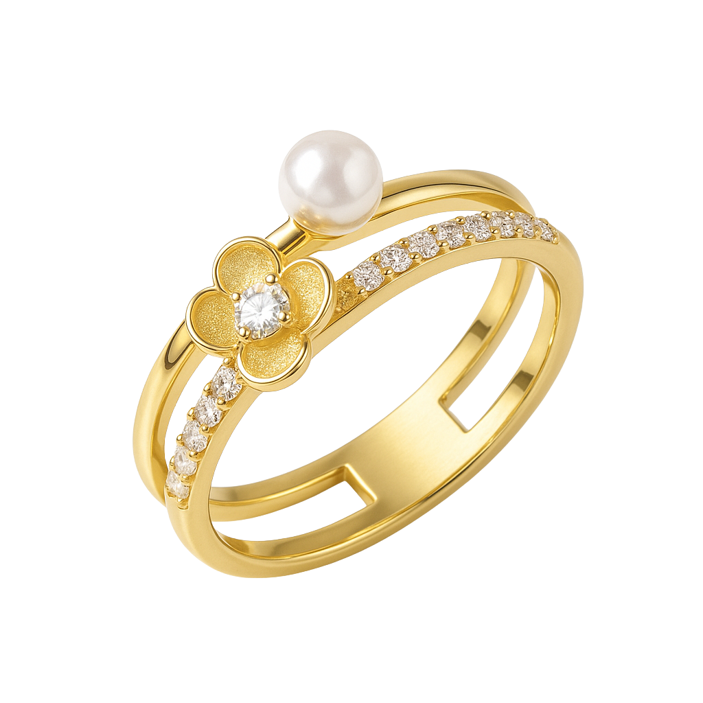 Floral Gardenia Dual Stone Ring
