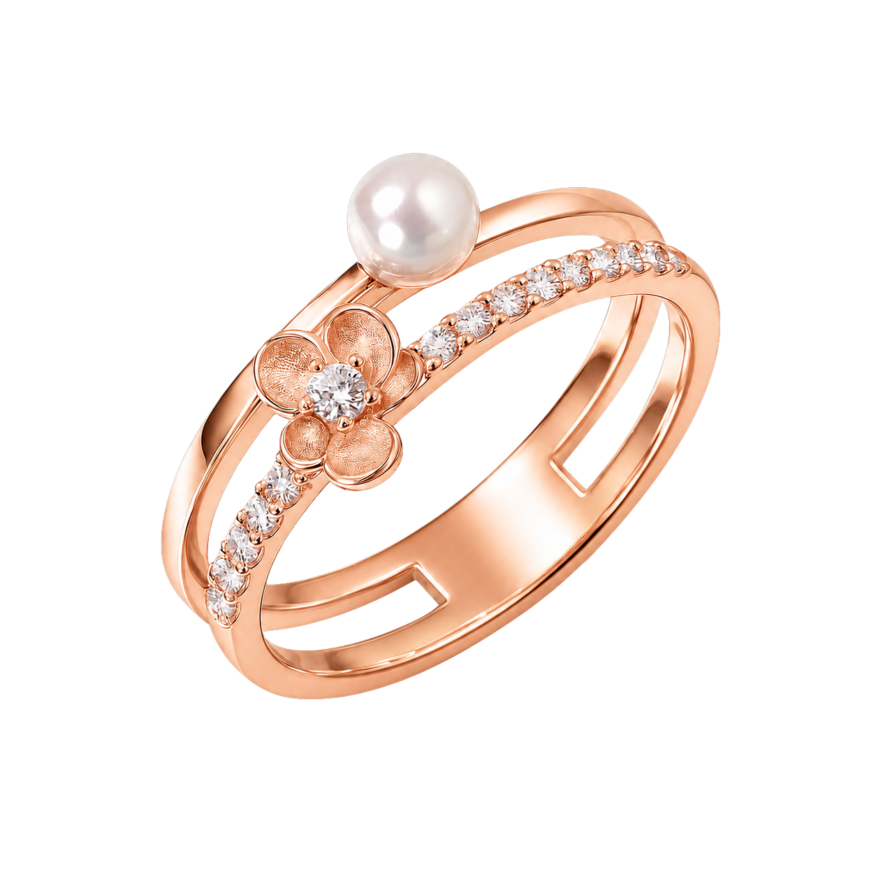 Floral Gardenia Dual Stone Ring