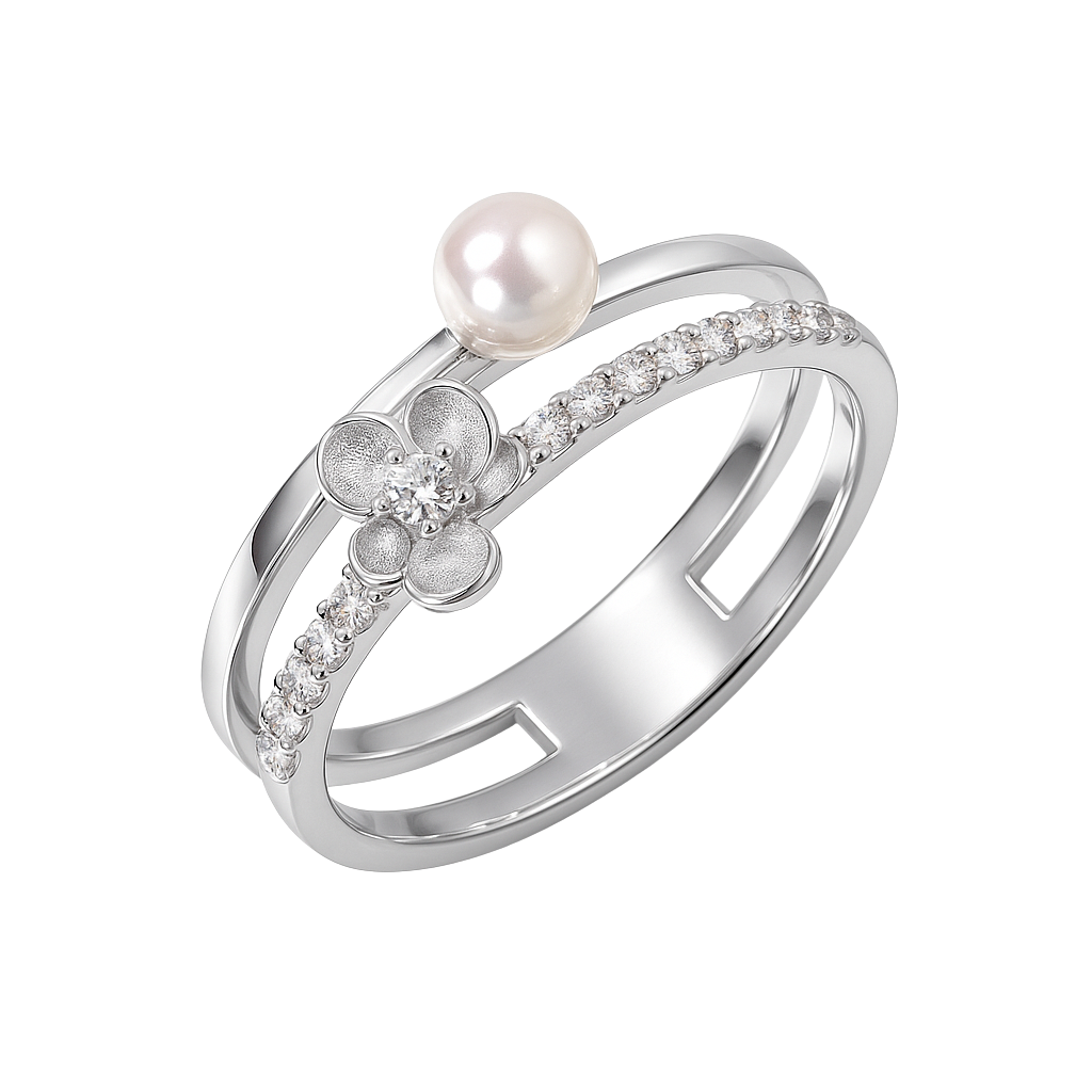Floral Gardenia Dual Stone Ring