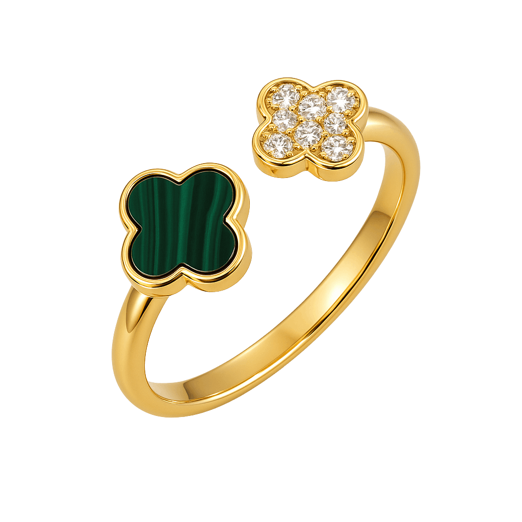 Lucky Green Clover adjustable Ring