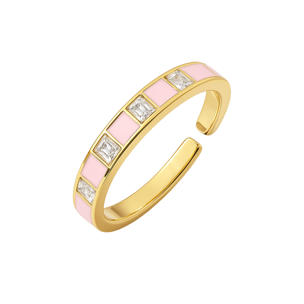 Pastel Pink Trendy Enamel Ring