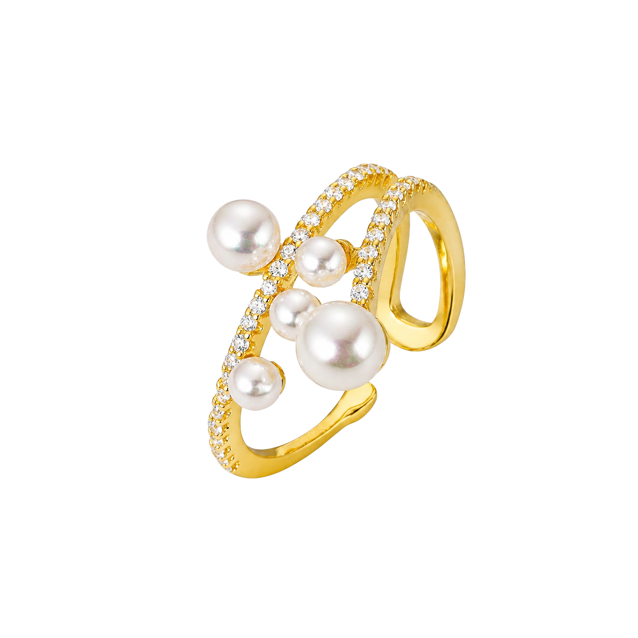 Pearl Cluster Elegance Statement Ring