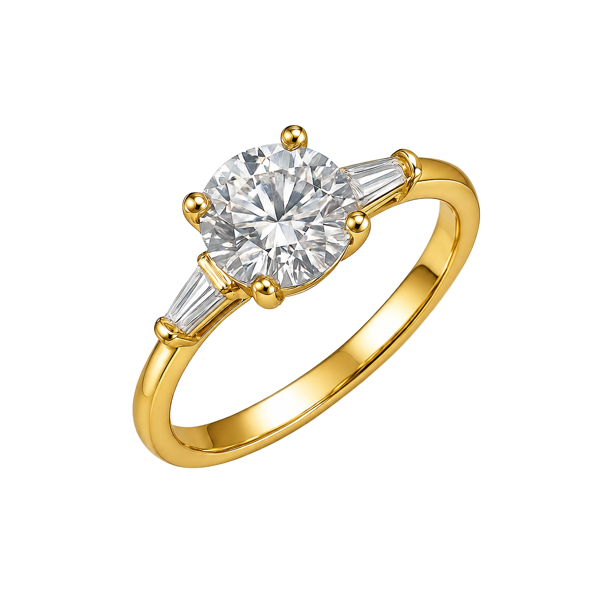 Gold Crystal Single Stone Ring