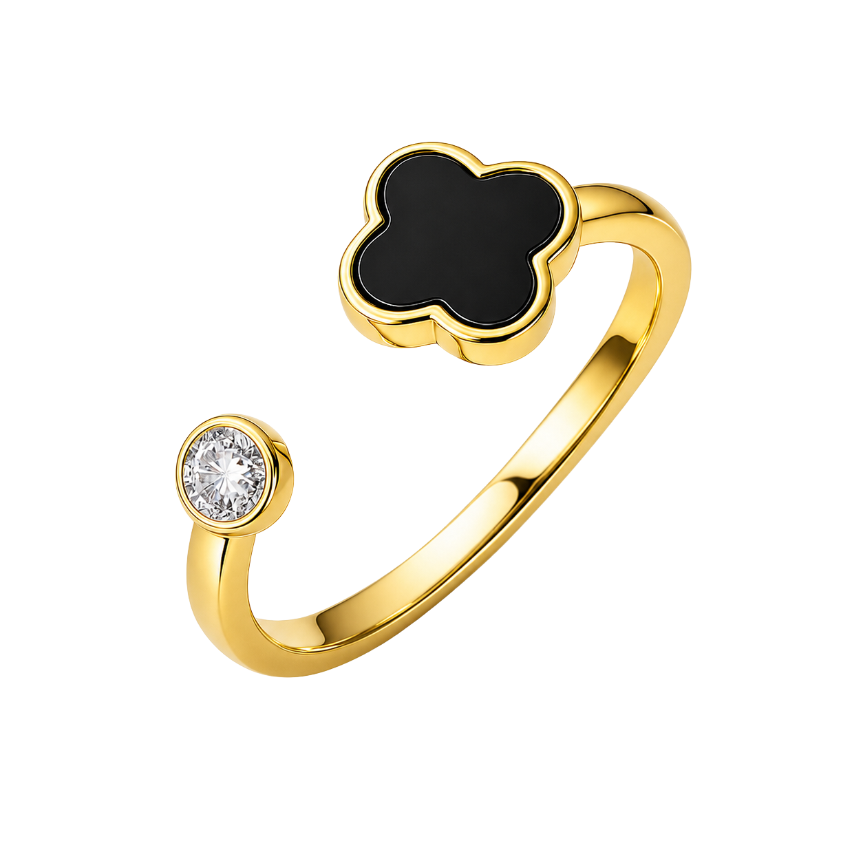 Sleek Black Clover Minimalist Ring