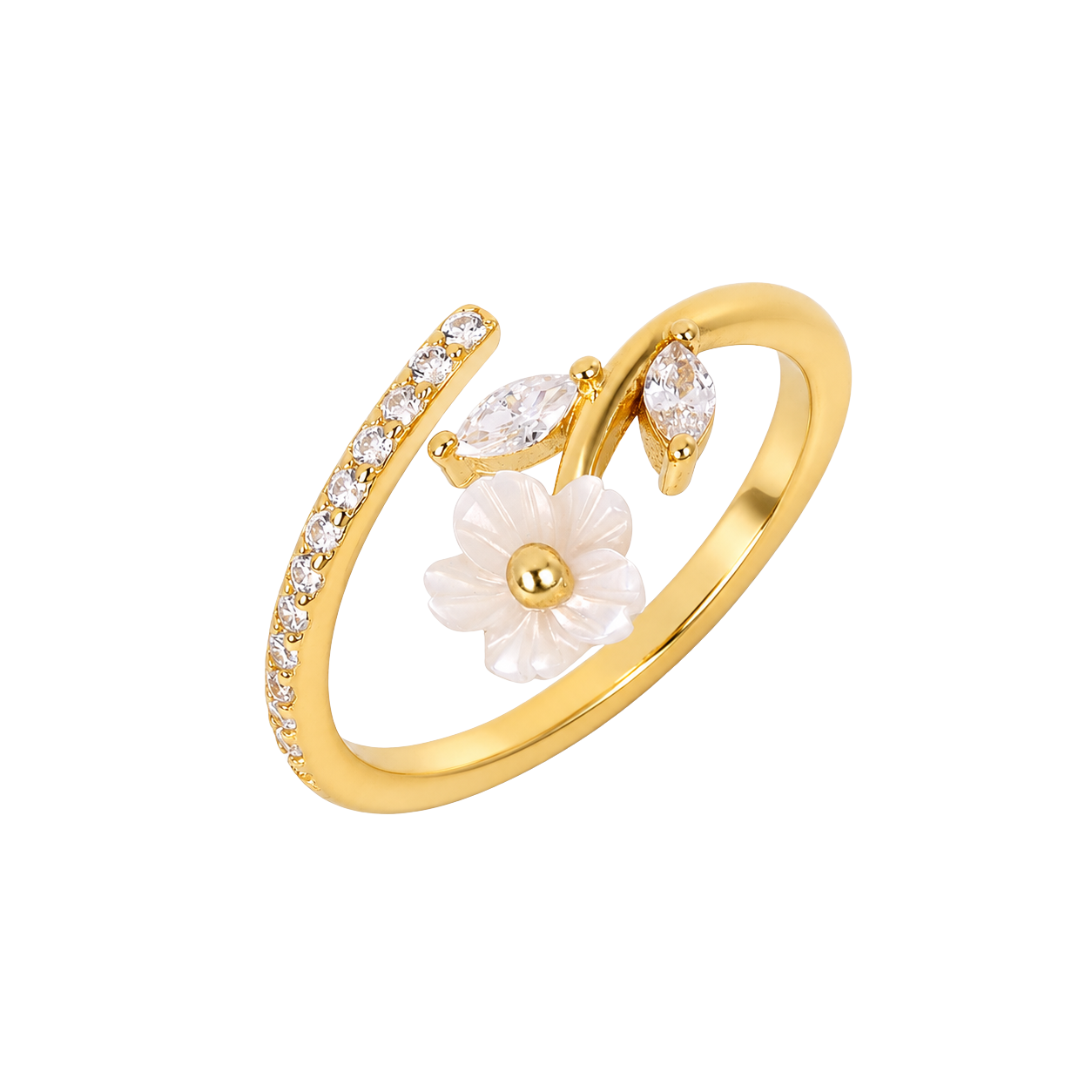 Sparkling Halo Adjustable Flower Ring