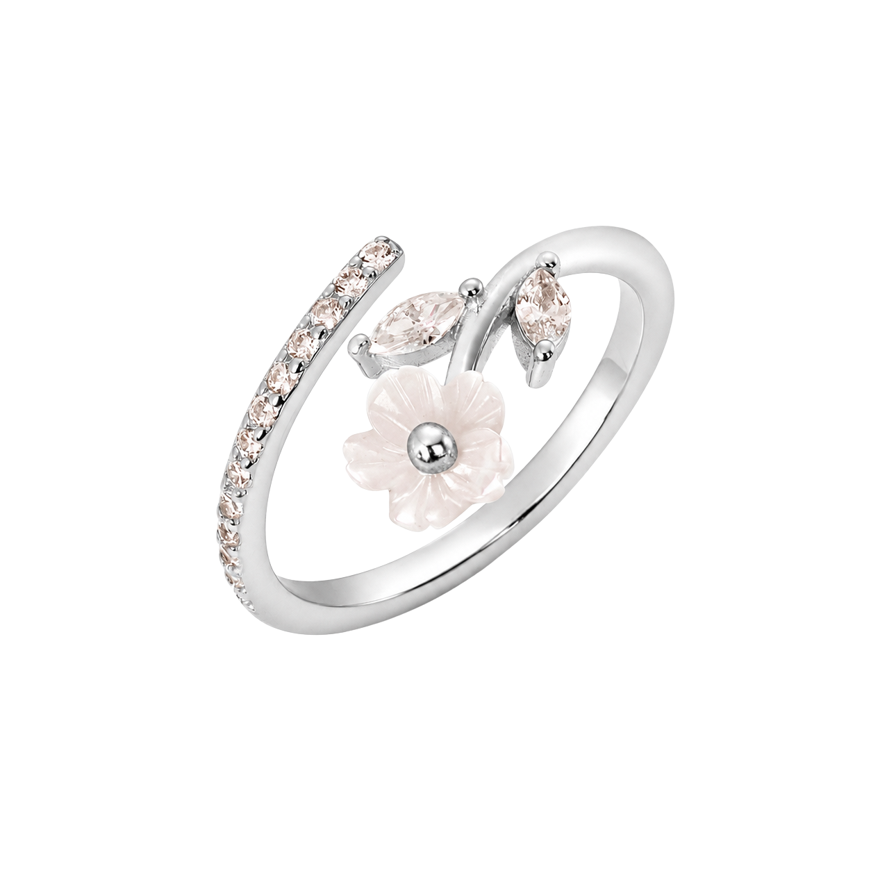 Sparkling Halo Adjustable Flower Ring