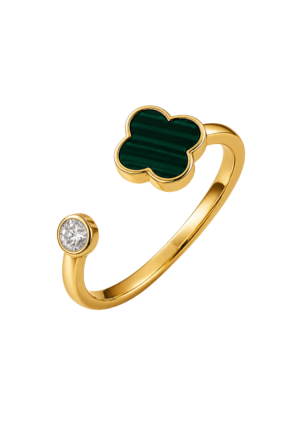 Verdant Green Clover Bypass Ring