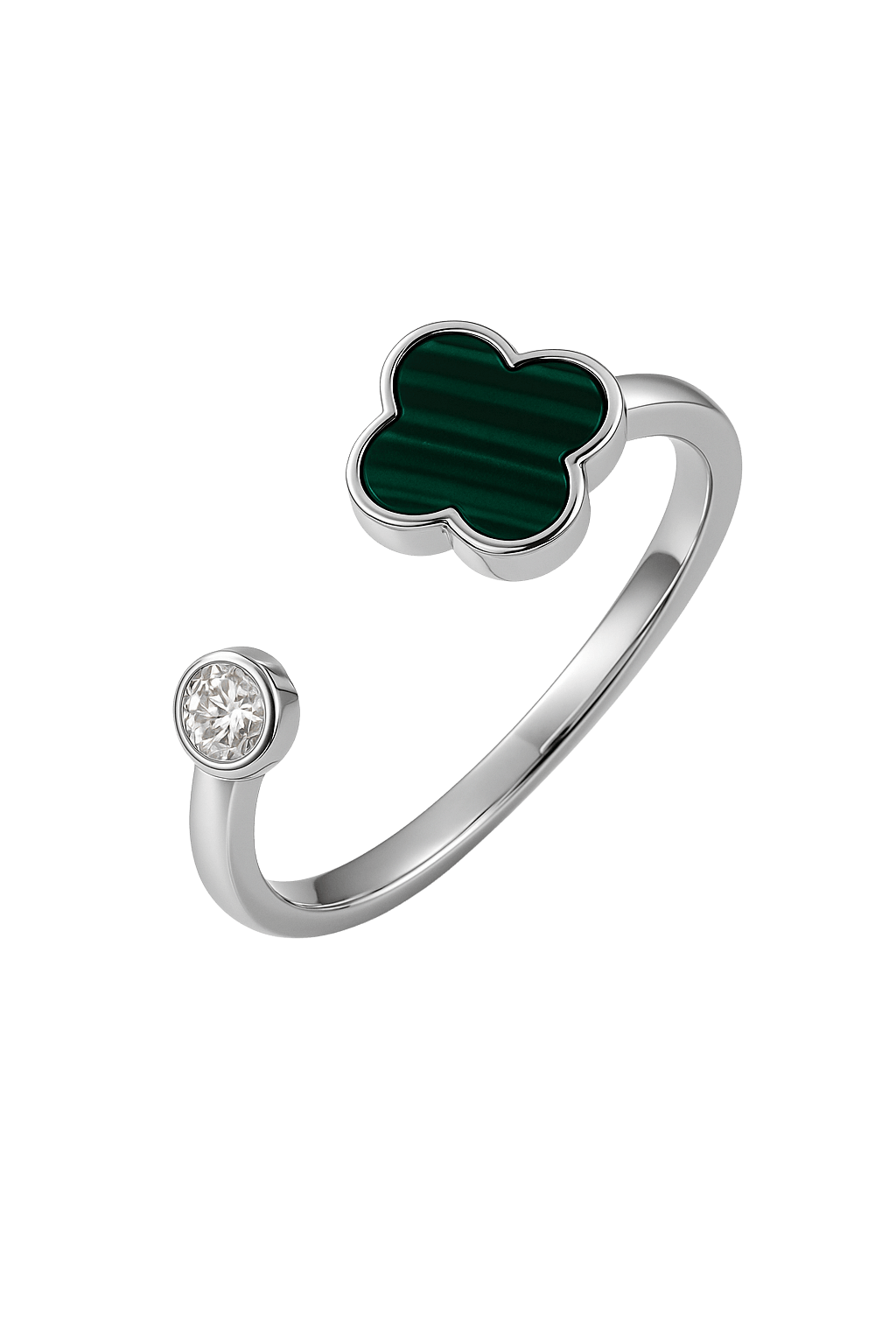 Verdant Green Clover Bypass Ring