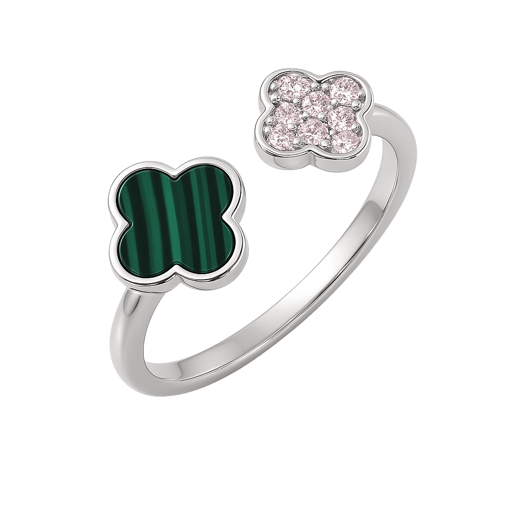 Lucky Green Clover adjustable Ring