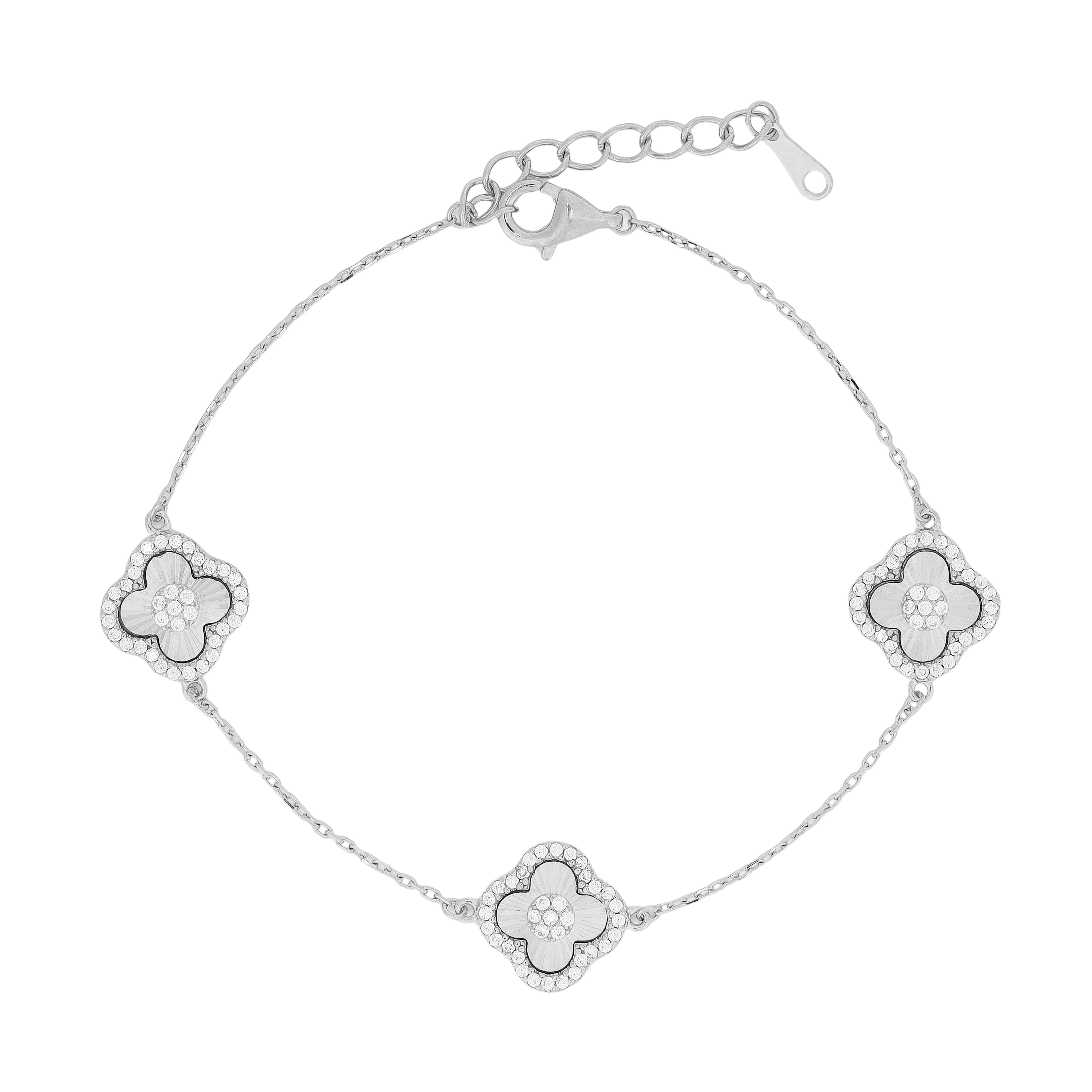 Silver Square Station Chain Bracelet